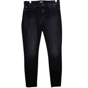 Hudson Krista Dark Black Super Skinny Ankle Jeans Size 28 Raw Hem